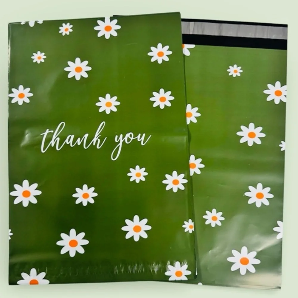 (10) 10x13 Spring Flower Thank You Poly Mailers
